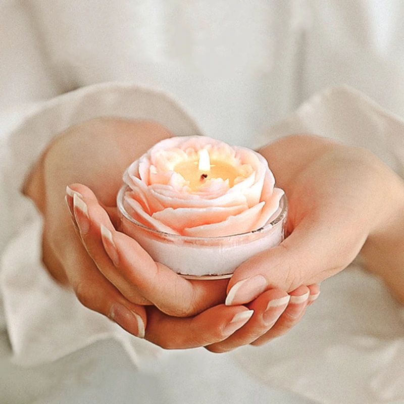 DIY Flower Candle Austin Rose 3D Aromatherapy Wax Candles Rose