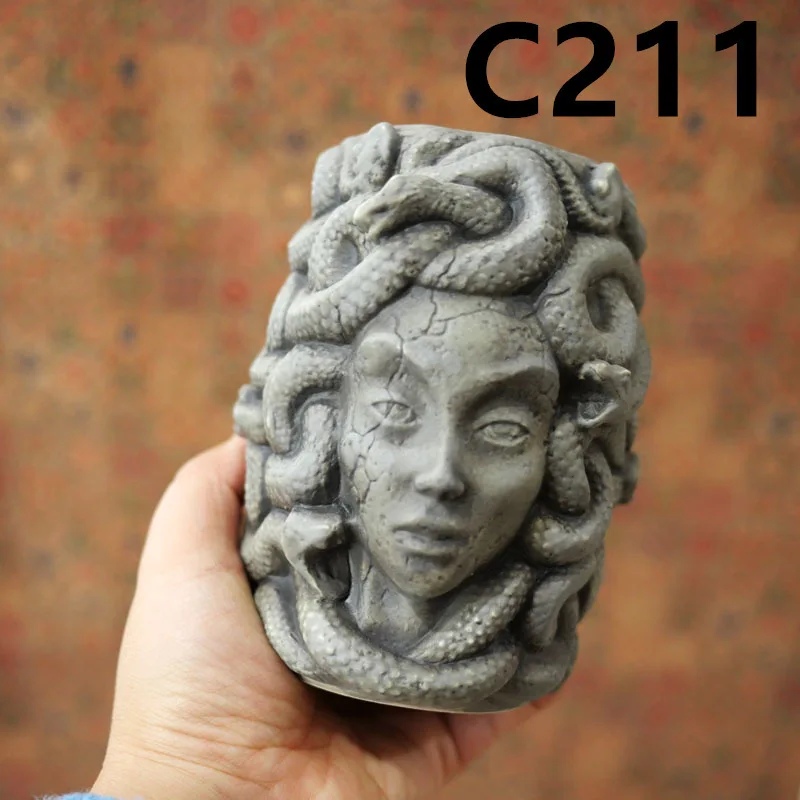 

Head Statue of Queen Medusa Flower Pot Ashtray Pen Holder Silicone Mold Making Home Decoration with Epoxy Plaster Cement Make