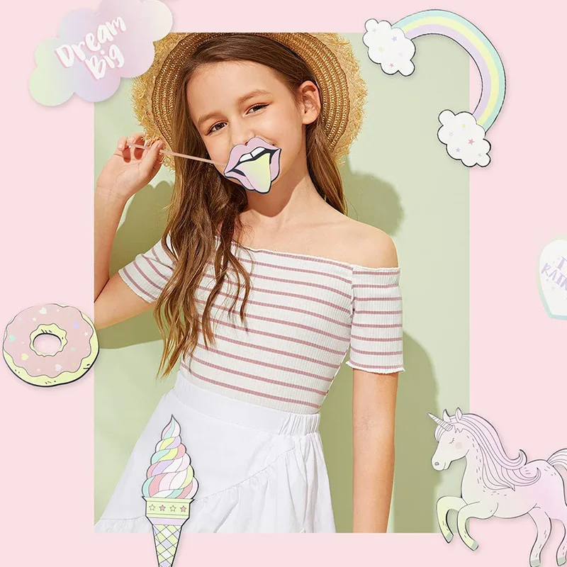 Party Photo Props Halloween Decoration Props 29pcs Unicorn Photo Booth Props For Girls Kids Unicorn themed birthday party Decorations