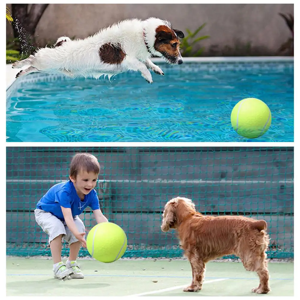 9.5 Inch Dog Tennis Ball Outdoor Sports Dog Chew Training Ball with Inflating Pump Funny Giant Pet Toys Outdoor Cricket Toy