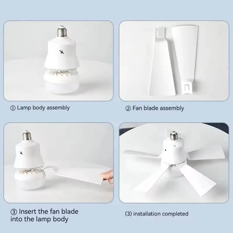 All-Copper Motor Ceiling Fan Lamps with Remote Control E27 Infinitely Dimmable 3-Speed Wind Removable Silent Stable Led Lamp