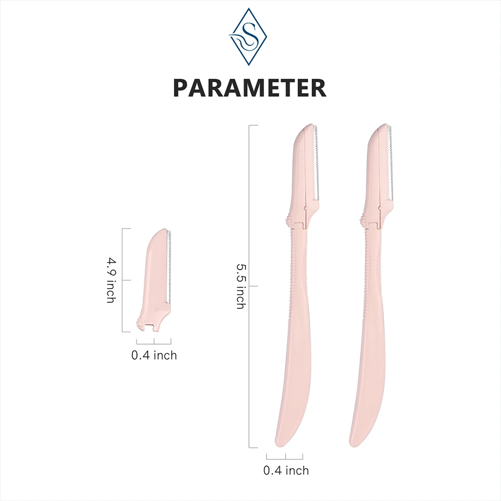 2Pcs Eyebrow and Facial Razor for Women Dermaplaning Tool for Face with 4 Replacement Head，Professional Style Skincare Tool。 3