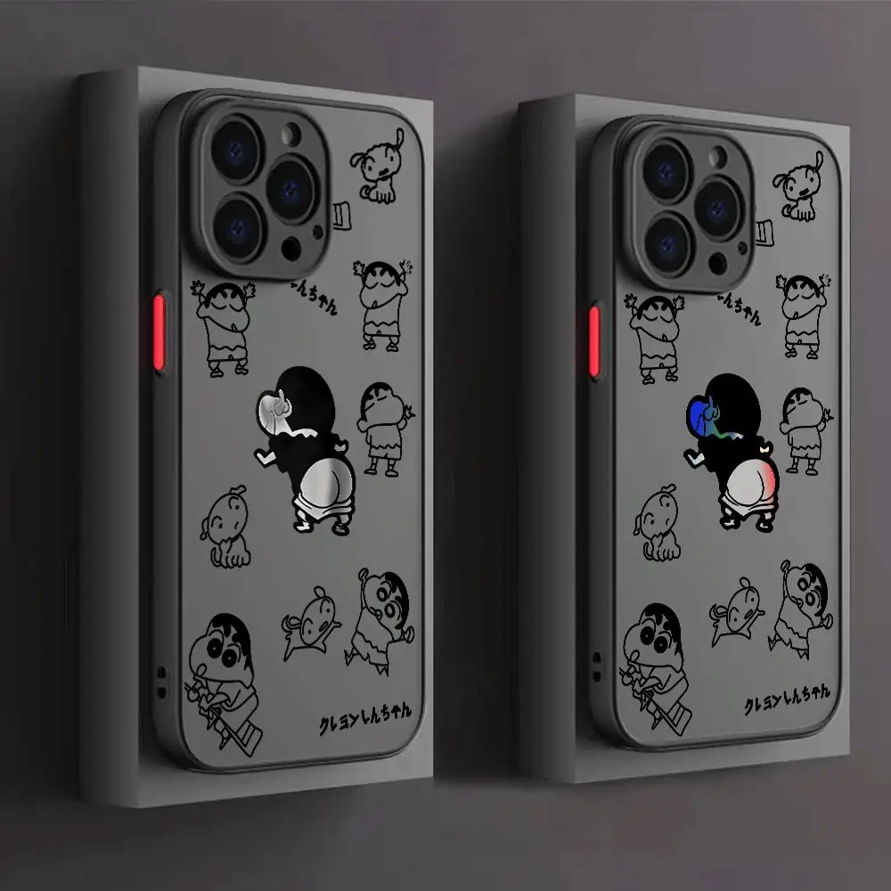 애플 아이폰용 애니메이션 짱구 폰 케이스, 아이폰 15 프로 맥스 13 14 플러스 12 미니 11 프로 XR 8 SE 7 6S XS 맥스 매트 커버