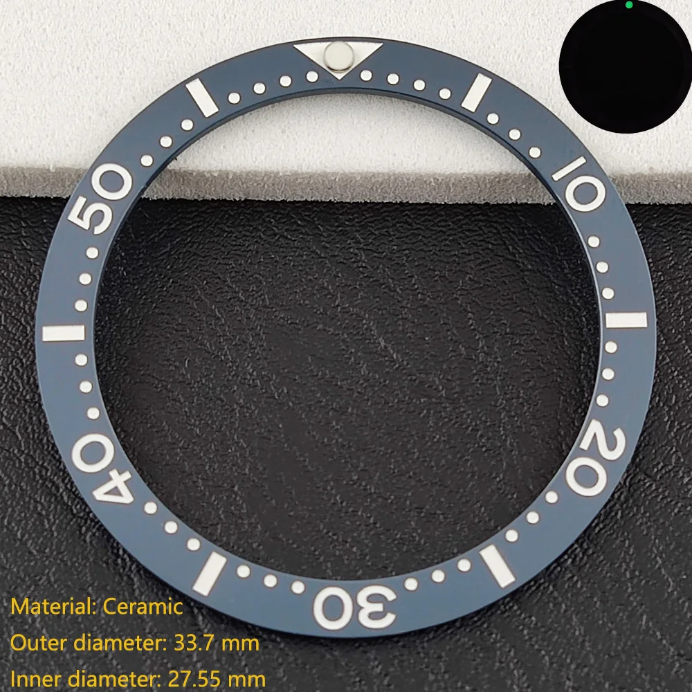 Premium Flat Ceramic Bezel Insert - 33.7mm x 27.5mm - Watch Replacement Accessory