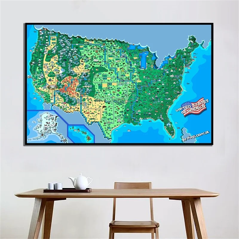 Mappa Del Mondo Degli Stati Uniti A1 Mappa Usa Di Piccole Dimensioni Decorazione Poster Vintage Accessori Per Pareti Accessori Per Ufficio Istruzione