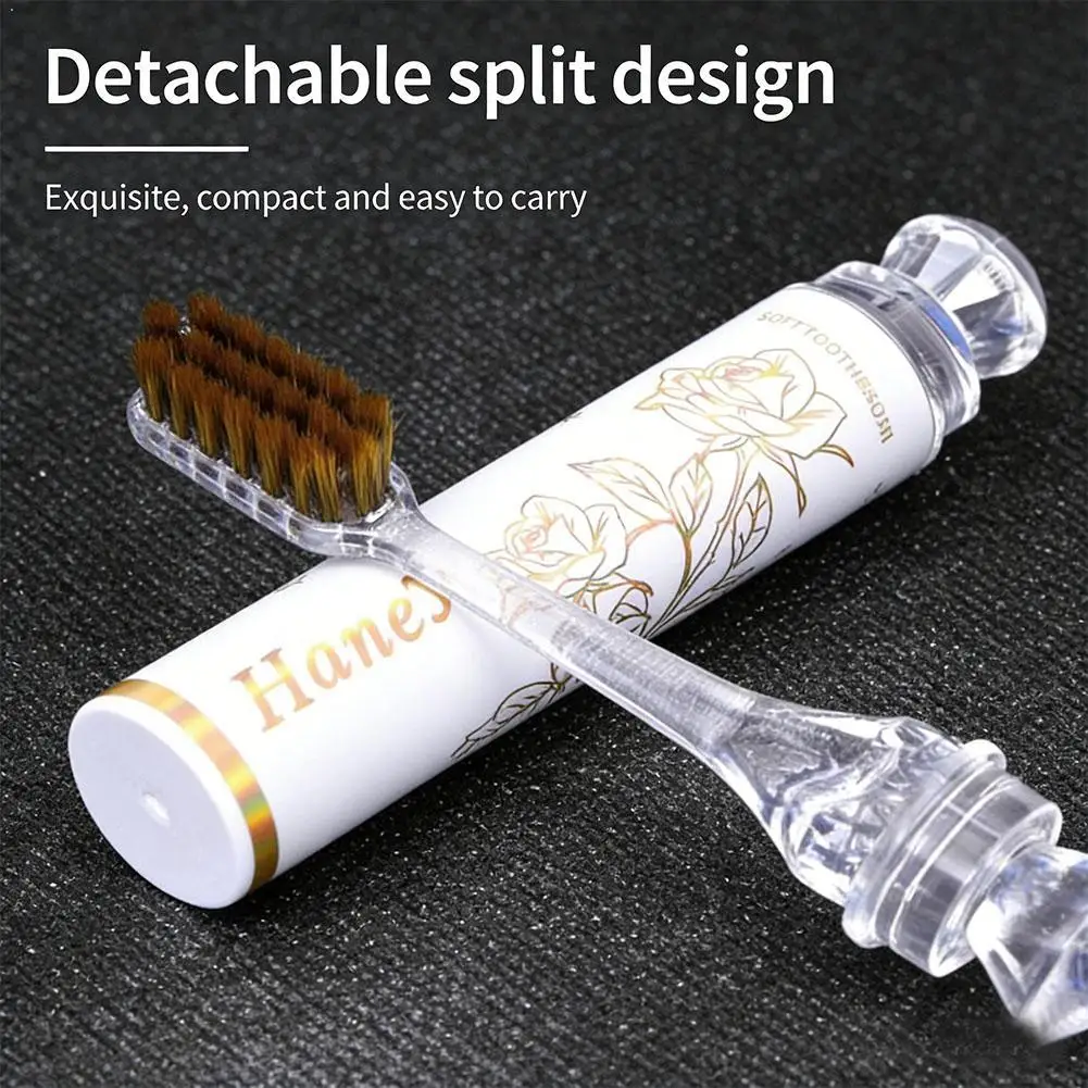 립스틱 스타일 부드러운 헤어 접이식 칫솔 휴대용 여행 칫솔 선물 상자 울트라 ..