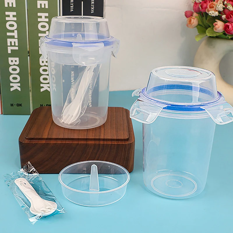 Fresh-Keeping Food Container Fruit Salad Yogurt Box Kitchen Container For Cereals Double-Layered Portable Travel Storage Jars 5