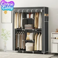 Household Multi-laye Wardrobe Dustproof Portable Large Economy Fabric Wardrobe Clothes Organizer Closet with Dustproof Cover 1