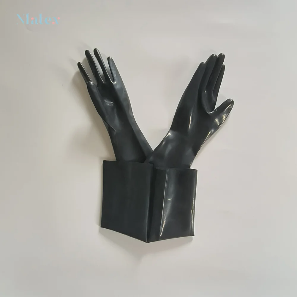 Classic Black 3D Seamless Latex Men's Gloves for Gym/Nightclub/Multi-Scene, Plus Size L-XL