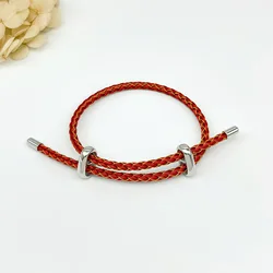 Silver Wire Rope Bangle - Colorful Handmade Adjustable Bracelet (Red yellow)
