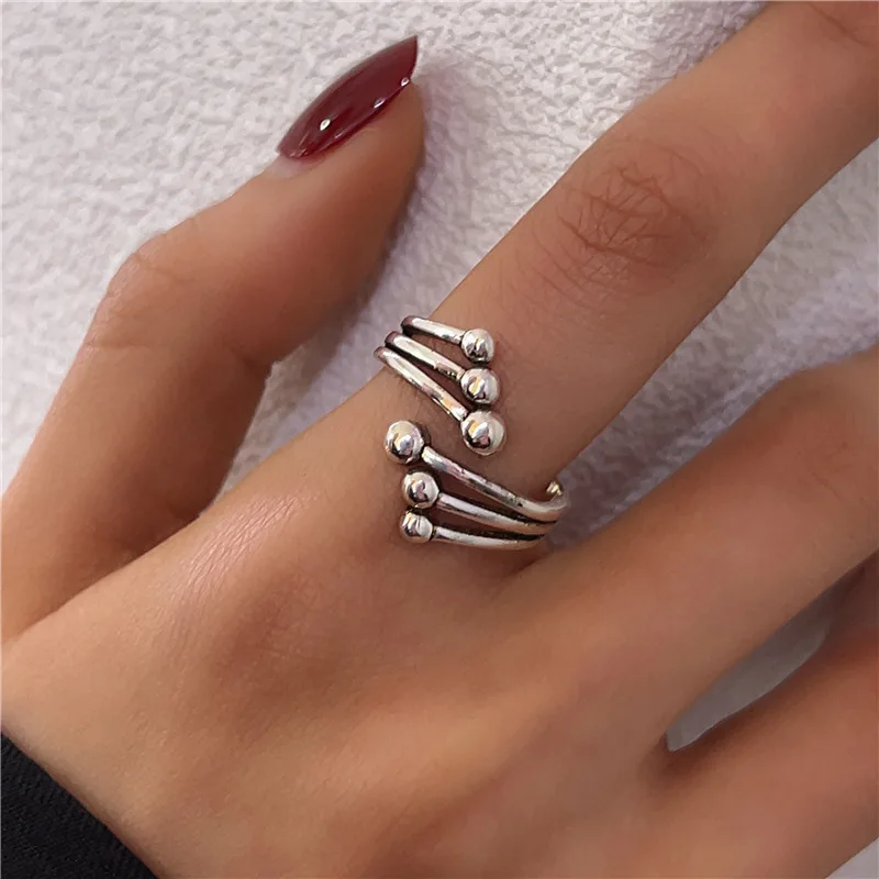 925 Sterling Silver Three Layered Line Wrap Twisted Rings for Women Girls Stainless Opening Waterdrop Ring Wedding Party Jewelry 925 sterling silver ring shiny heart sparkling princess crown rings for women girls vintage engagement wedding party jewelry set