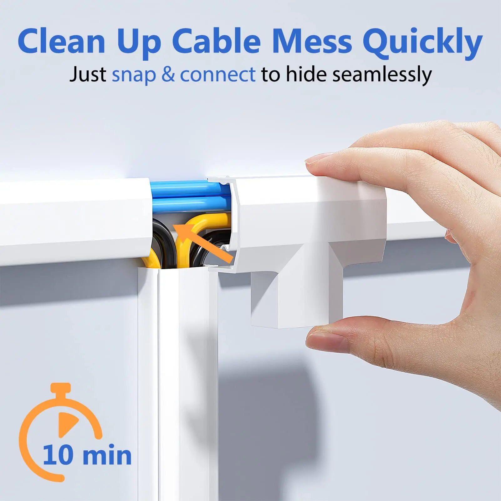 1set 125in Cord Cover, Large Cord Concealer on Wall Cable Management, Cable Raceway Kit for Mount TVs,Wire Hider for Home Office
