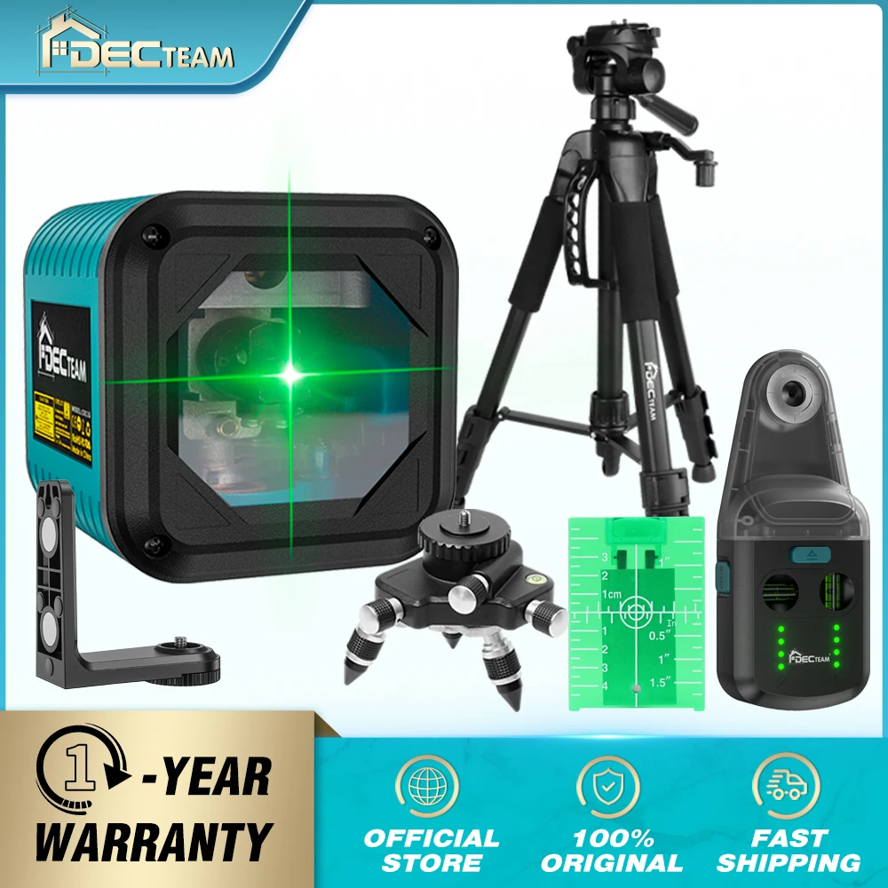 

Decteam 2 Lines Green Beam Osram Laser Level Tools With Cross Line Self-leveling Manual Model And Tripod, Adapter Leveling Sets
