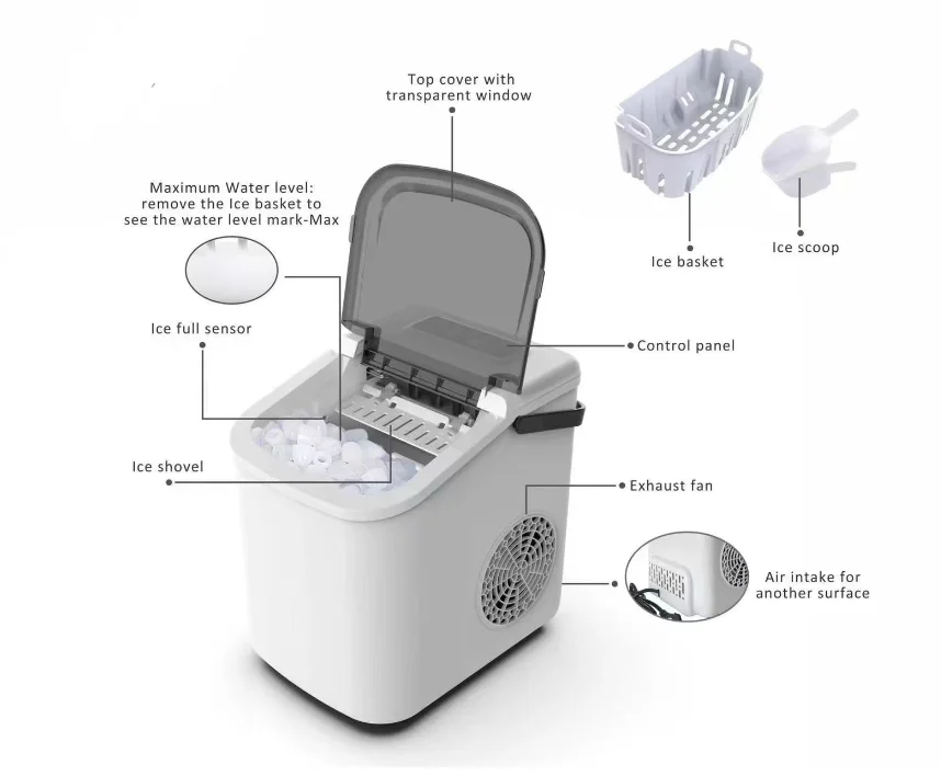 YYHC-Mini Home ice Maker 18Q Cooler Portable Fast ice maker office