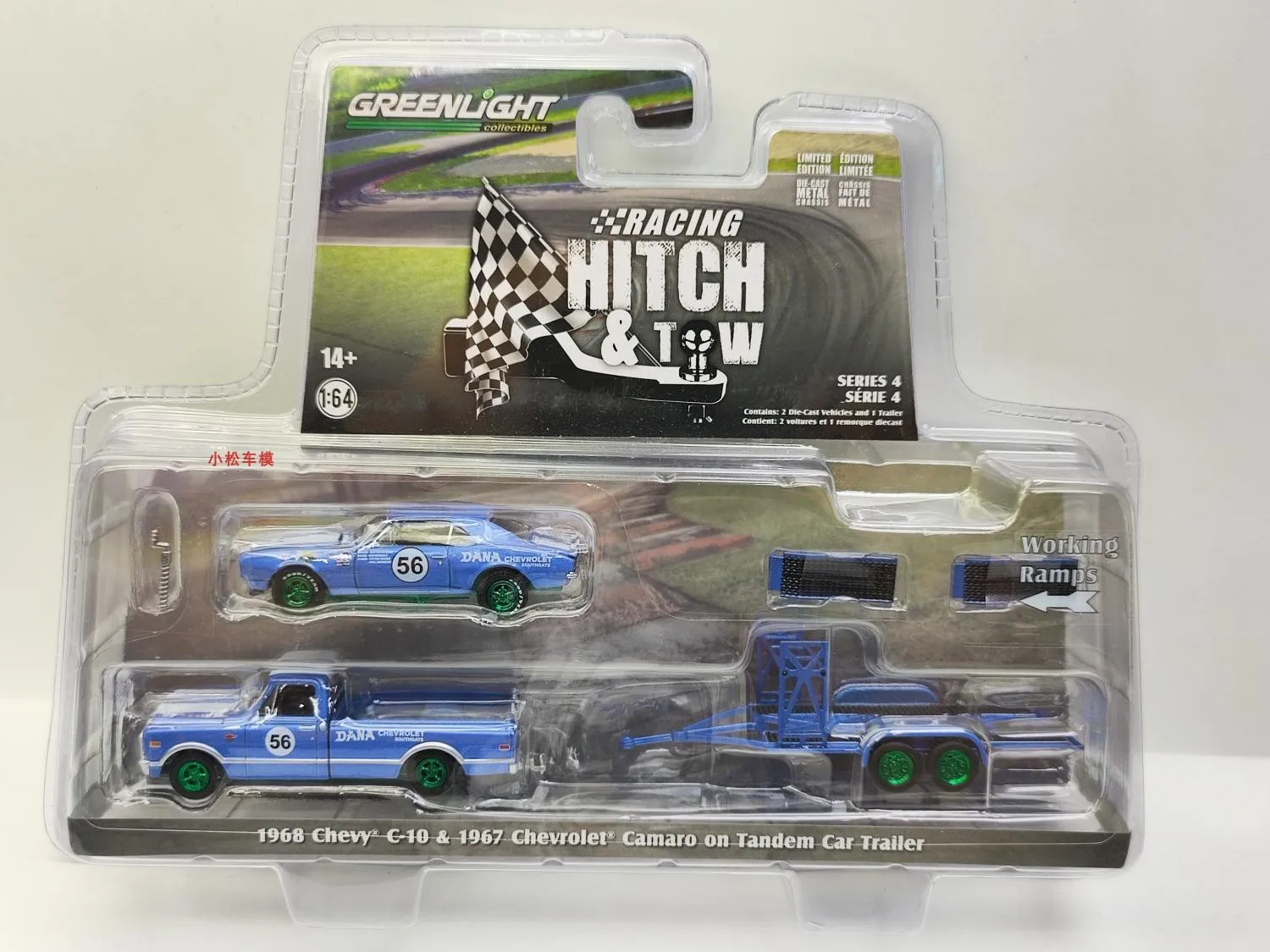 

1: 64 1968 Chevrolet C10 and Dana 56 series car trailer green machine Collection of car models