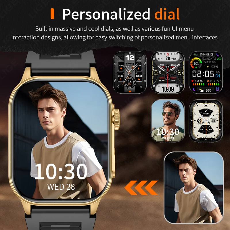 LIGE Smart Watch For Men Women 2.01" HD Display Health Monitor Sports Fitness Watches AI Voice Bluetooth Call Man Smartwatch New