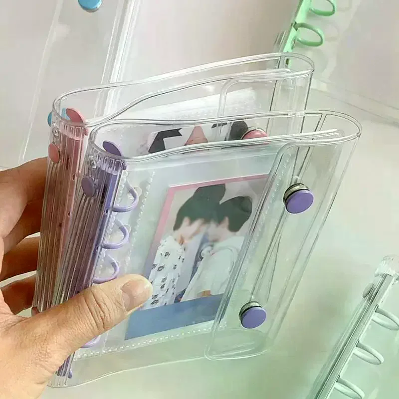 M5 와이드닝 더블 버튼 투명 PVC 소프트 커버 바인더 커버 저널 스케치북 액세서리 다이어리 사무용품