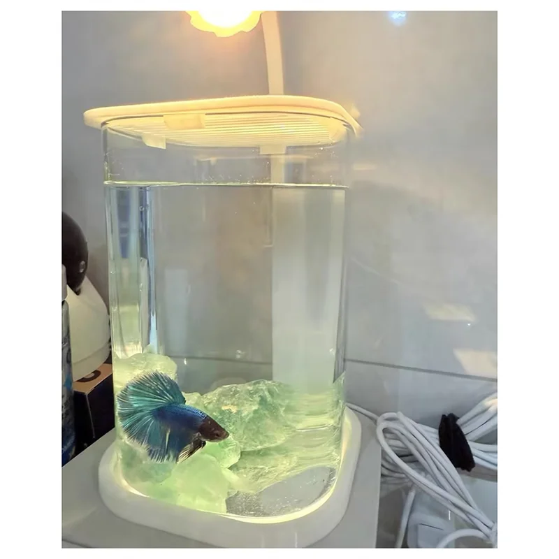 L22A-미니 데스크탑 유리 수족관 물고기 탱크 컬러 크리스탈 LED 빛 데스크탑 장식품 하이 엔드 장식 램프