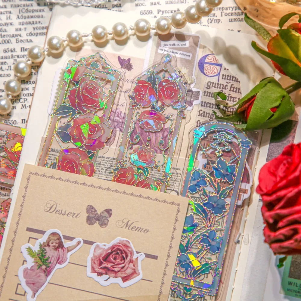 Retro flower bookmark Mr. Paper Retro Flower Special-shaped Frame Bookmark Relief Gilding Student Reading Book Marks Teacher Supplies 10pcs/pack