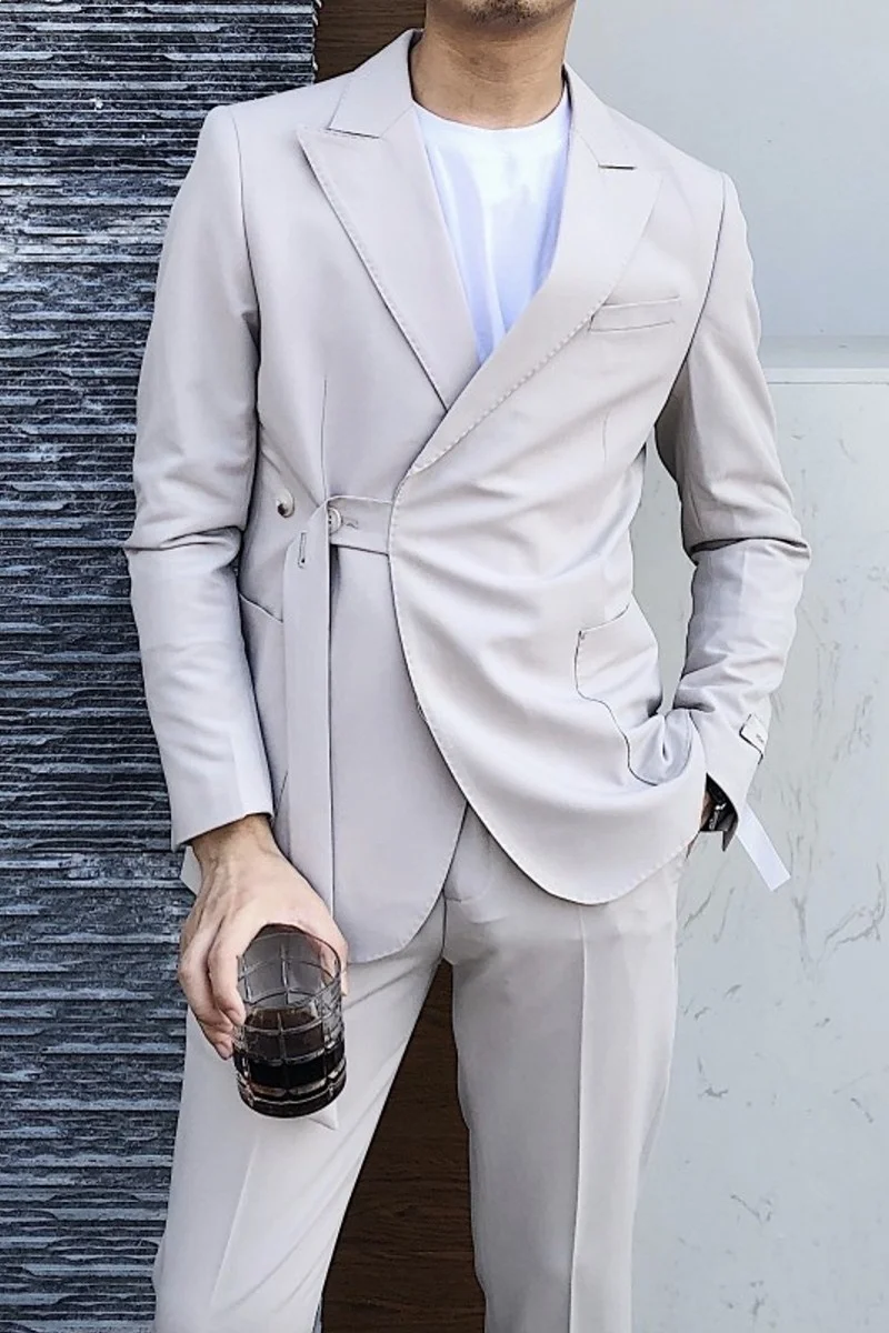 suit jacket with belt