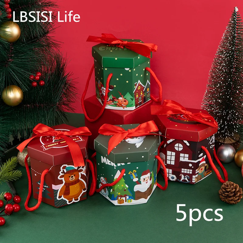 LBSISILifeChristmasSnackGiftBoxesApplePackagingKraftPaperToy