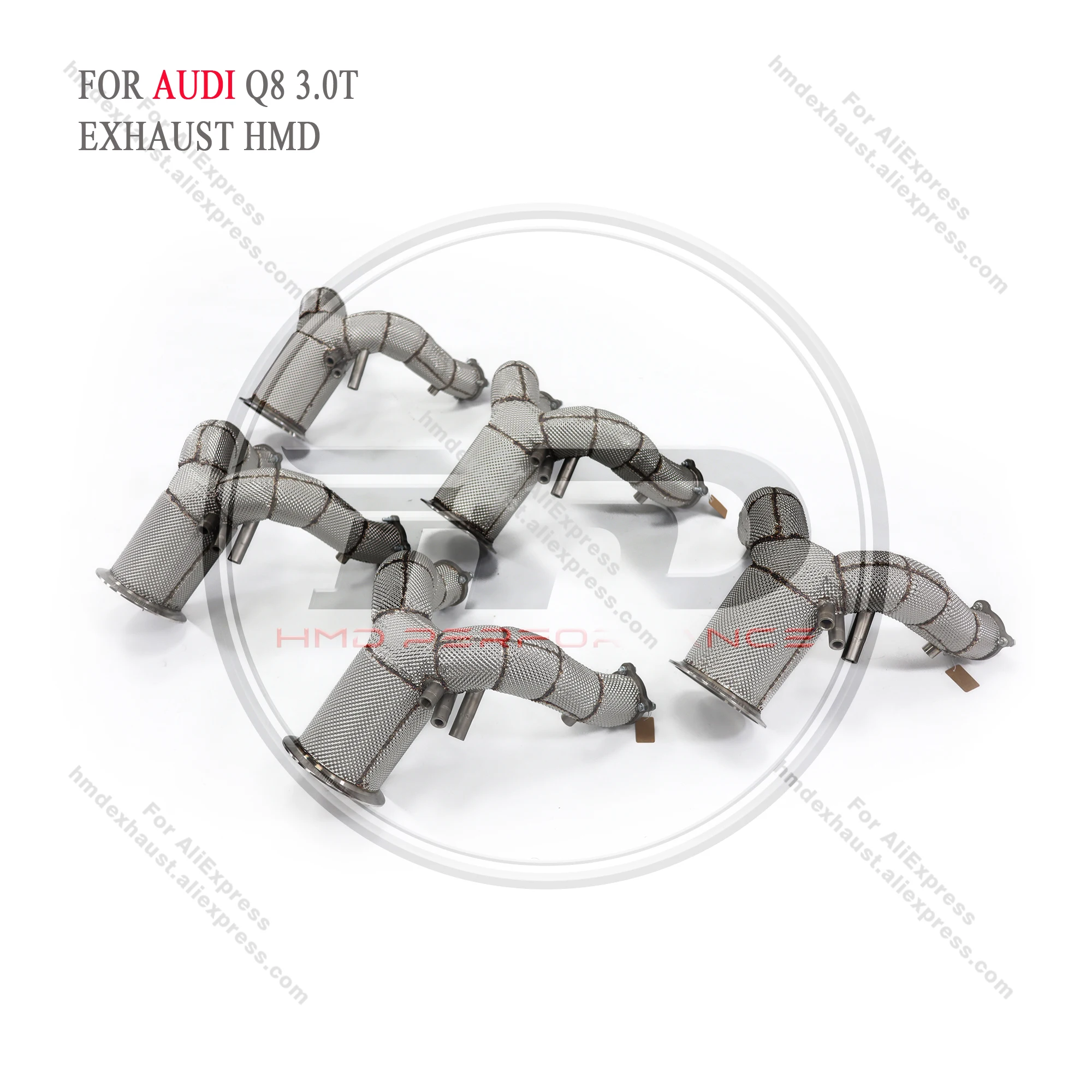 

HMD Exhaust System High Flow Performance Downpipe for Audi Q7 Q8 3.0T OPF Version With Heat Shield Racing Pipe