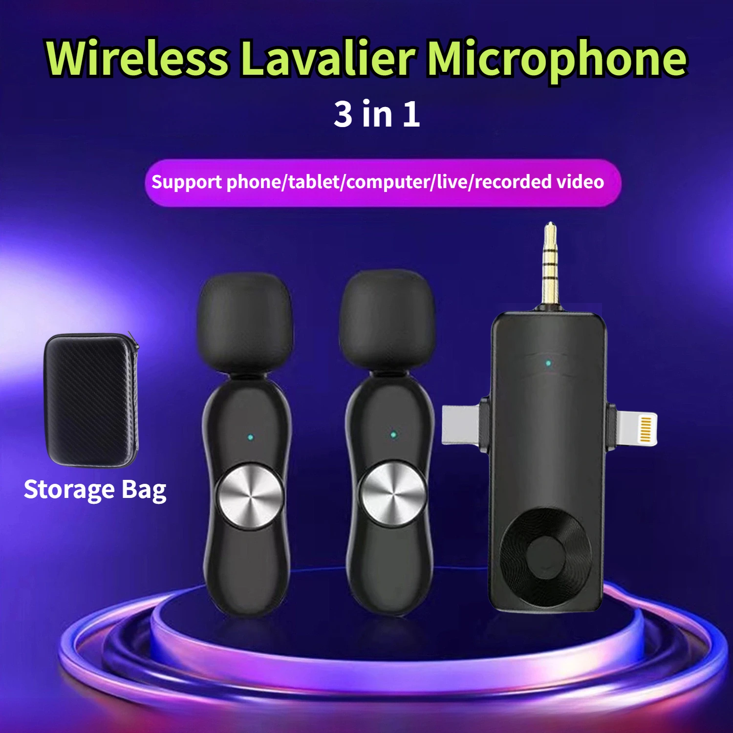 JOCEEY 무선 마이크, 아이폰, 카메라, 안드로이드, 아이패드, 미니 마이크, USB C 마이크, 2.4G 초저 델라