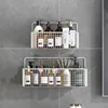 Non Perforated Bathroom Shelf Storage Basket with Hooks for Wall Storage Toiletries Shampoo and Shower Gel Storage 2