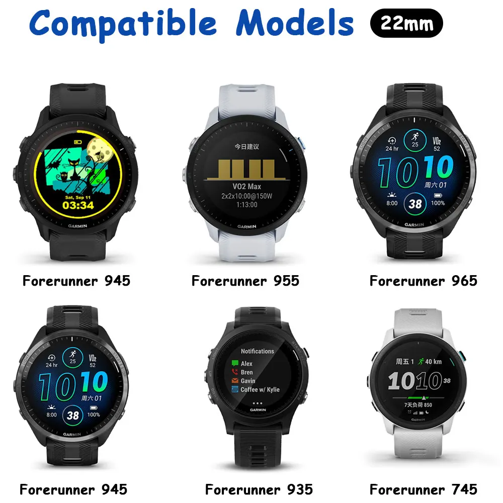 Premium Sports Silicone Watch Strap - 22mm Replacement Wristband Bracelet