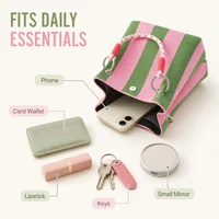 Mini sac fourre-tout en tricot style coréen pour femme, sac à main en crochet rayé, sac à bandoulière léger pour l'été, pour les vacances 2