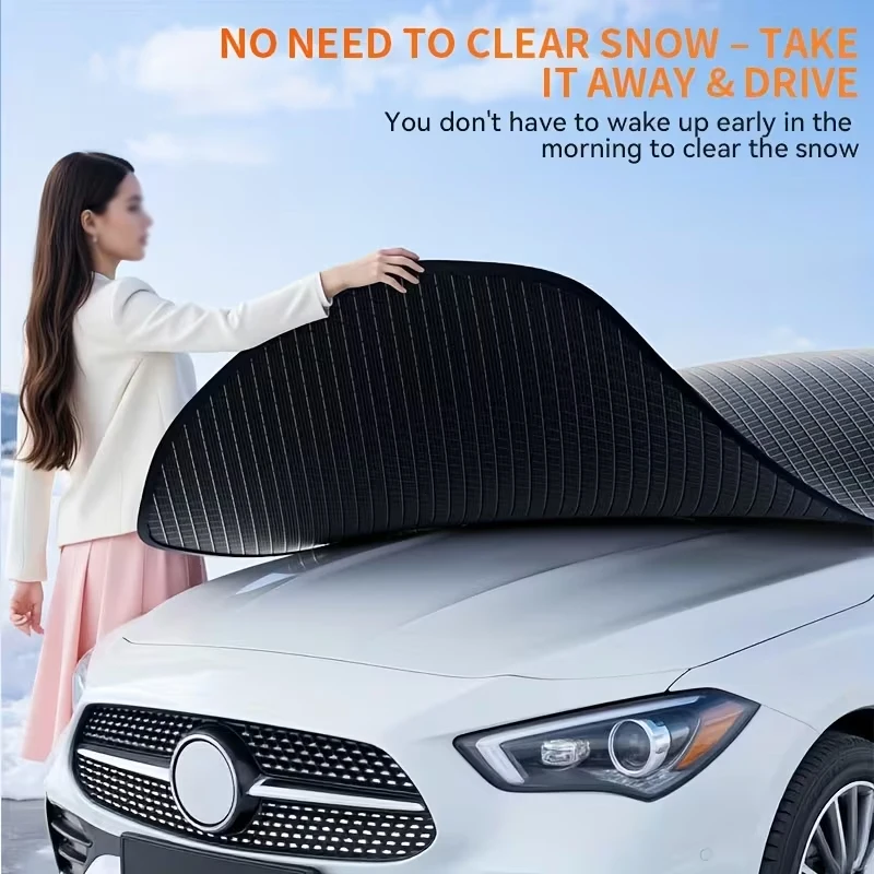 Car Half Cover Windshield Snow Cover Anti-UV Sun Shade Waterproof Dustproof Frost Guard Winter Summer Universal Protection - 4