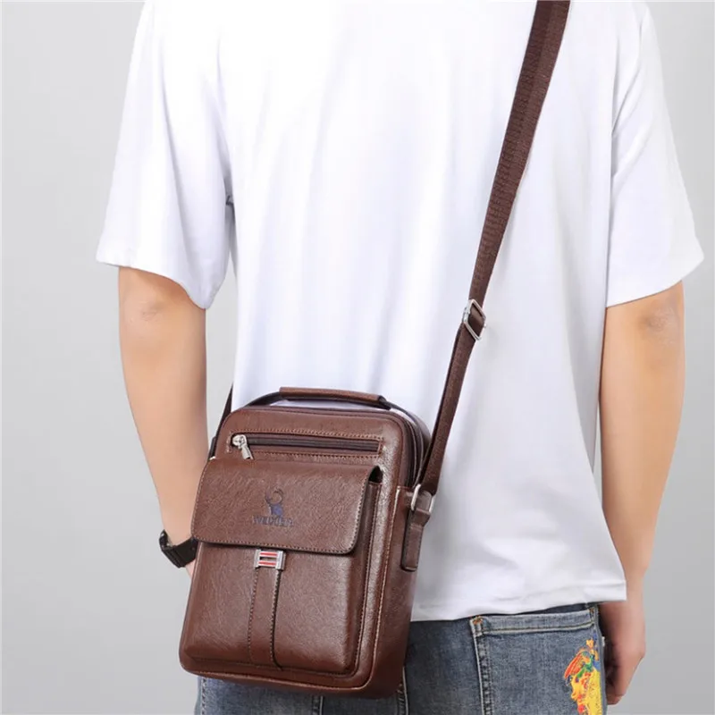 

Men's Crossbody Bag Men Shoulder Bags Zippers Handbags Large Capacity Artificial Leather Bag For Male Messenger Bags