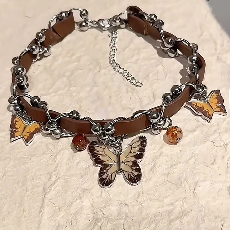 Collana con ciondolo a forma di farfalla Hip Hop Girocollo a