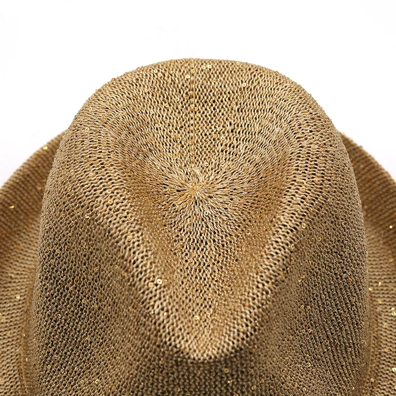 Neue Männer Fedora Hüte für Frauen Sonne Hüte Breiter Krempe sommer Visor Kappe Pailletten Sommer Mesh Stroh Hut Strand kappe sombrero Panama Gorras – Detail 14