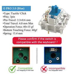 Enhanced Pre-Lubed RGB Mechanical Keyboard Switch - Linear & Tactile Options - 10pcs (G Blue 3.0)