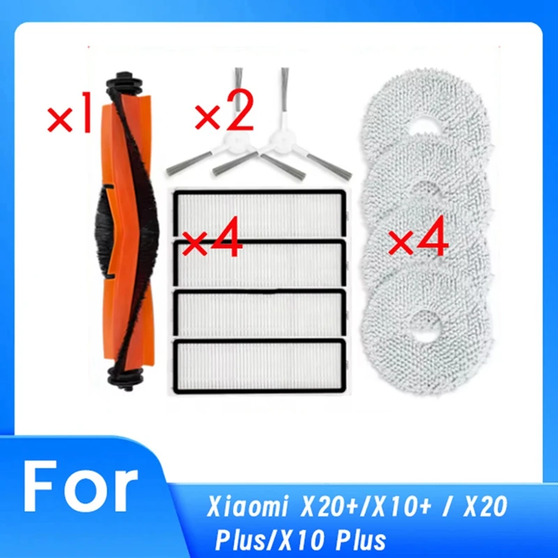 T42C-For Xiaomi X20+/X10+ / X20 Plus/X10 Plus Vacuum Cleaner Accessories Main Side Brush Mop Filter