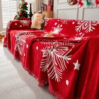 Red Christmas Blanket Sofa Cover Four Seasons Universal Sofa Cover Multifunctional Blanket Christmas Home Decoration Covers 2