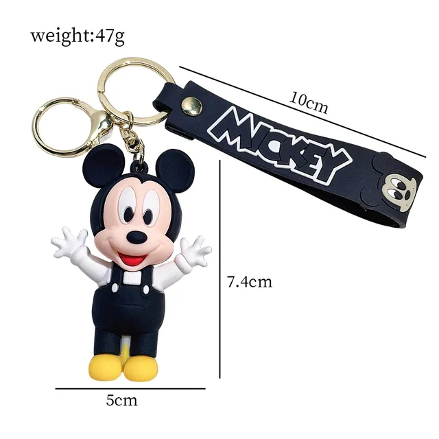 Tassel Mono keyring Faux Leather Mickey 3D KeyChain Bag Charm keychain Gold