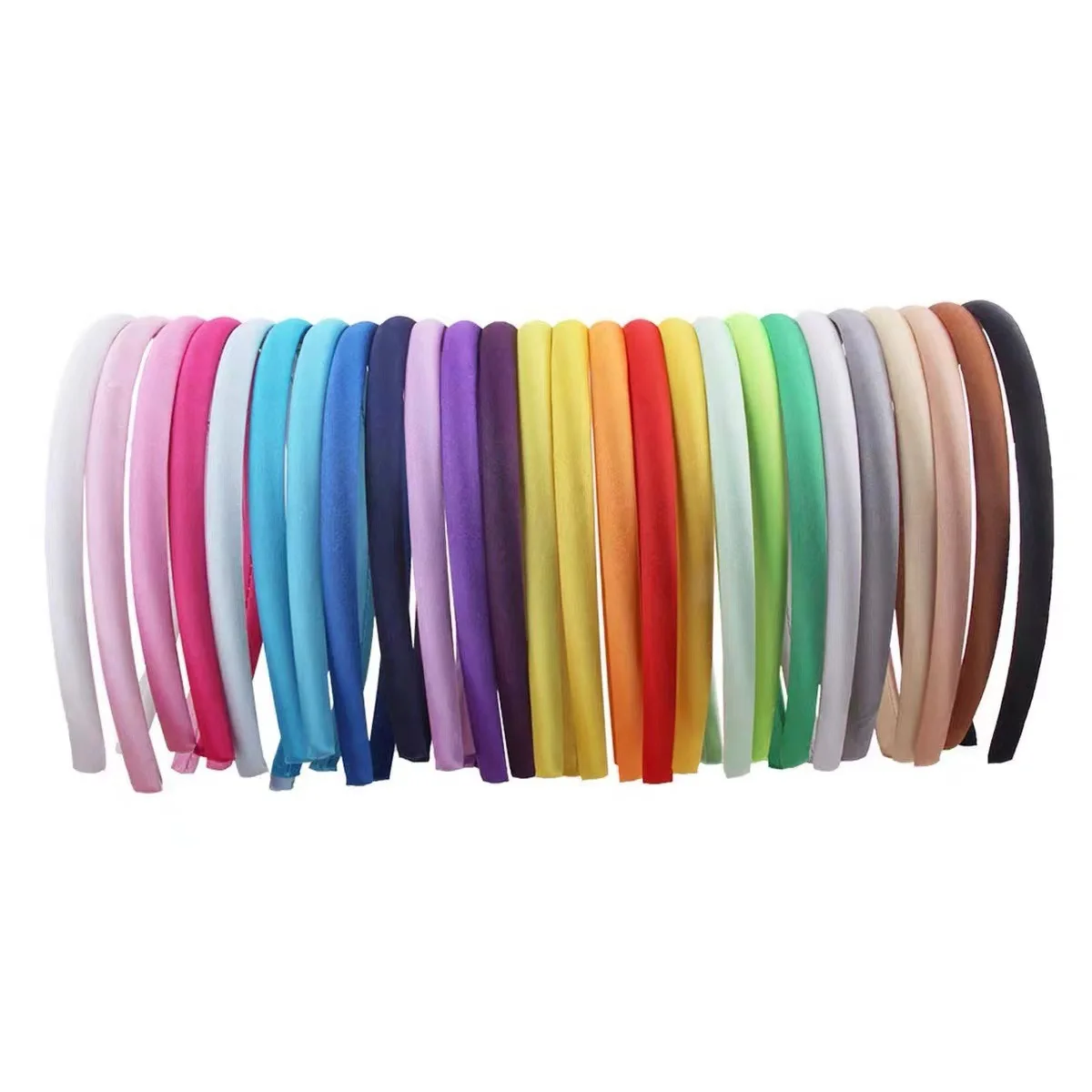 10 Stück schwarze Satin-Stirnbänder zum Selbermachen, mit Satin überzogene Stirnbänder, weißes Bastel-Haar-Stirnband für Mädchen, dünne, schlichte Stirnbänder, 1 cm