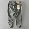 Autumn and Spring New Men Cotton Solid Color Loose Casual Safari Style Pants Pocket Army Green Workwear 2