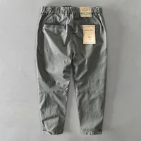 Autumn and Spring New Men Cotton Solid Color Loose Casual Safari Style Pants Pocket Army Green Workwear 2