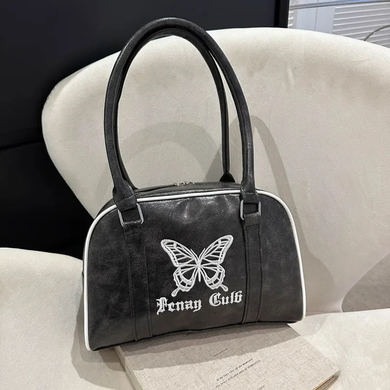 Butterfly Maillard Retro Handheld Shoulder Bag Women's Trendy Korean Underarm Shoulder Bag Versatile Large Capacity Shoulder Bag