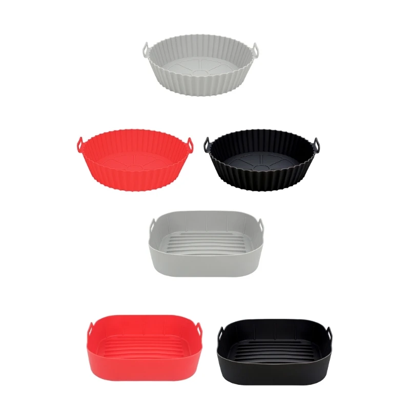 3Pcs Air Fryers Silicone Liners Round Square Air Fryers Liners Reusable Air Fryers Liners Silicone Pots Liners Tray