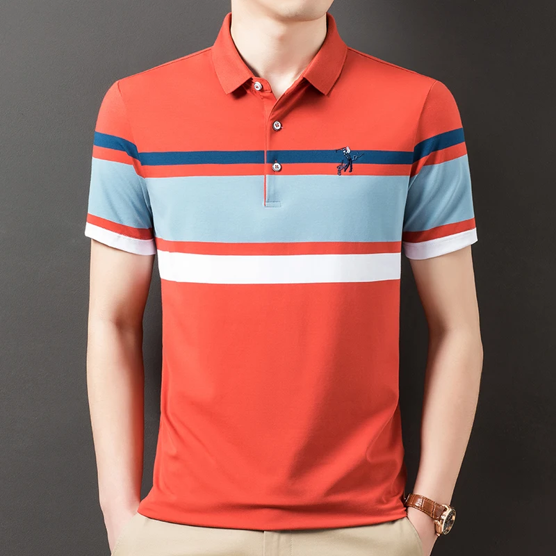 

Mens Polo Shirt for Men Poloshirt Men Polo Shirt Mens Shirts Mens Clothes Short Sleeve Shirt Men Stripe Polo T Shirt for Men