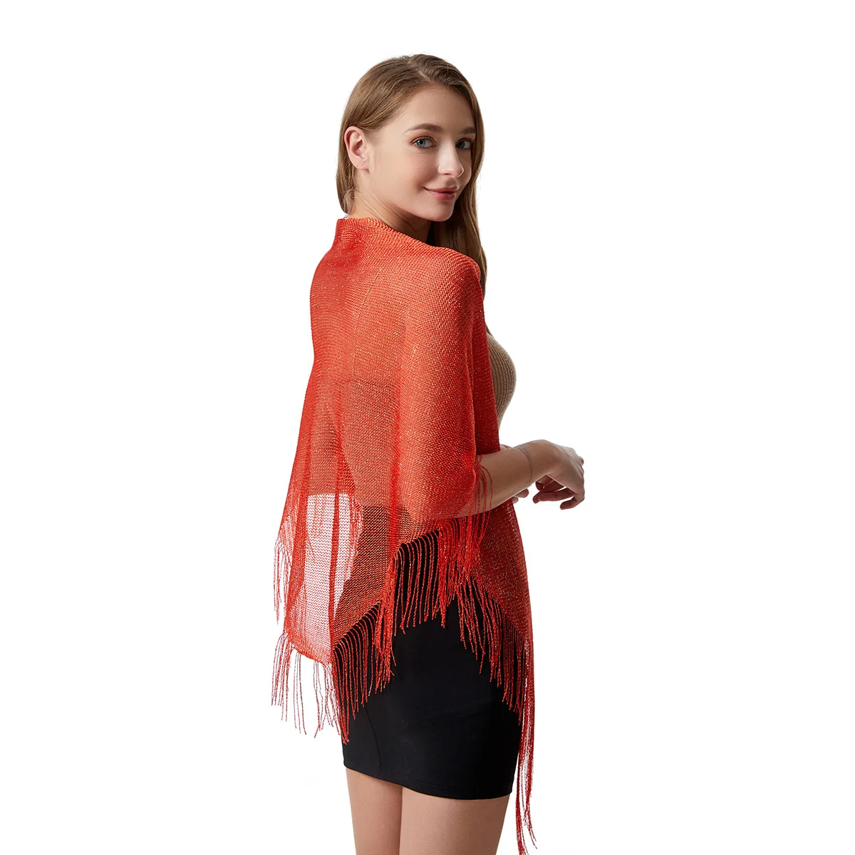 

Women Sun Protection Shawl Lady Hollow Out Summer Bikini Scarf Tassel Solid Color Waist Accessory Holiday Breathable Beach Wrap