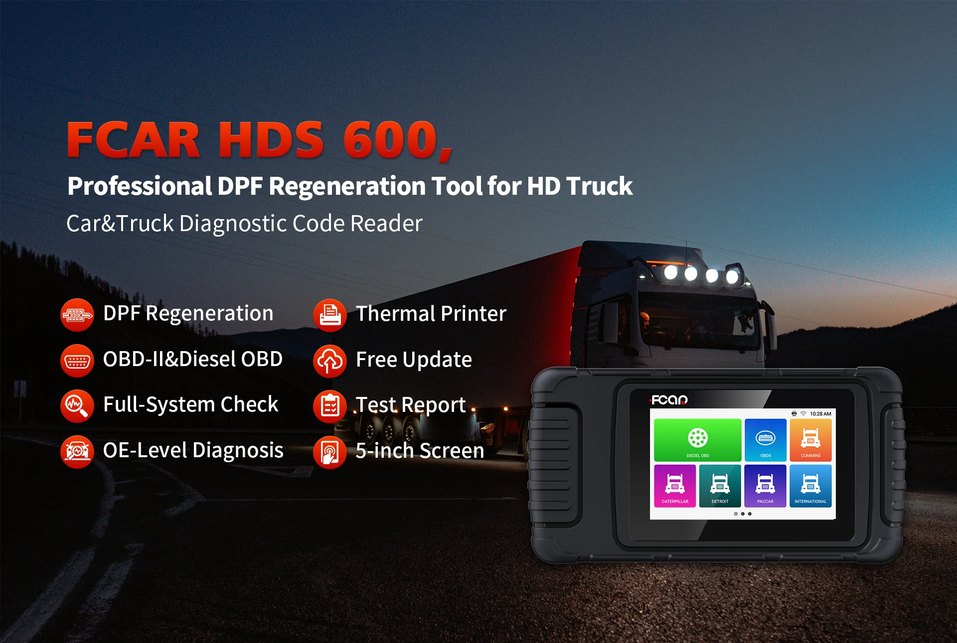 auto inspection equipment 2022 Fcar HDS 600 Auto Truck Diagnostic Tools DPF Reset ECU Programming Code Reader OBD2 Scanner for All Cars 12V 24V Diesel car inspection equipment