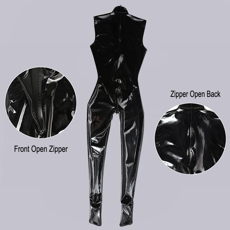 Mirror Latex Ammonia Jumpsuit Convex Crotch Man Sleeveless One-Piece Tights Suitable For All Seasons Sexy Rubber Stage Bodysuit men jumpsuit