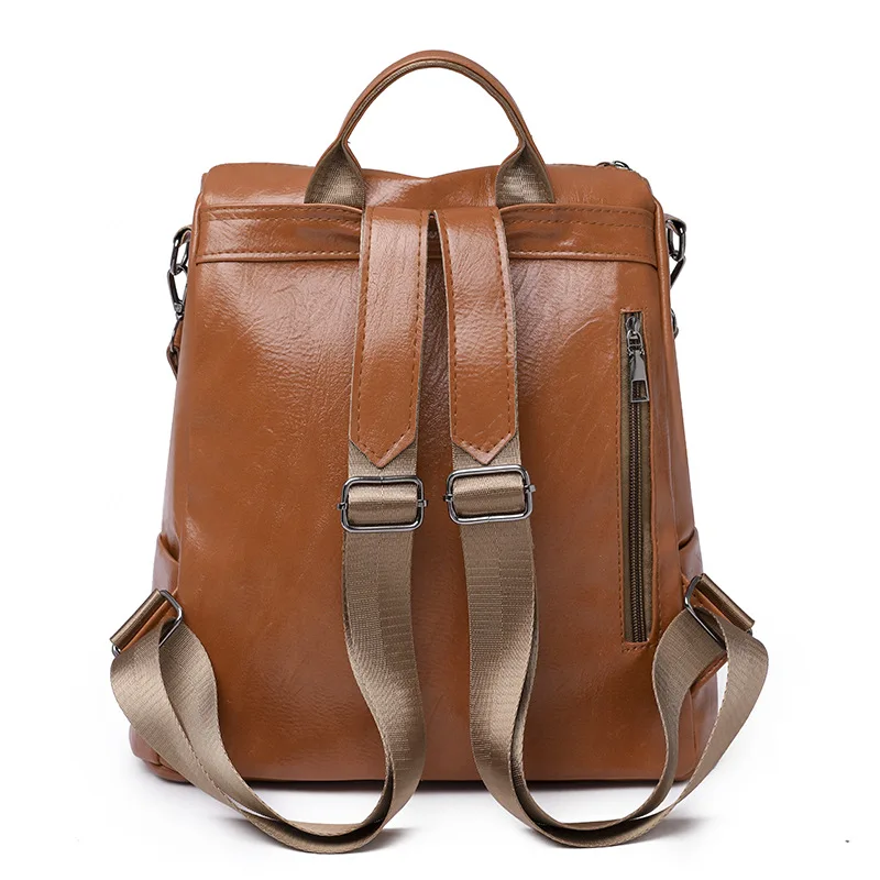 Vintage soft leather women's backpack fashion large capacity student school bag multifunction Feminina travel backpack