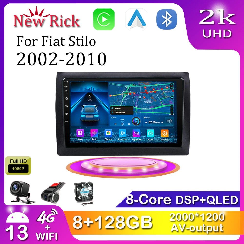 

Android 12.0 For Fiat Stilo 2002-2010 Multimedia Player Auto Radio GPS Carplay 4G WiFi DSP Bluetooth pantalla para auto