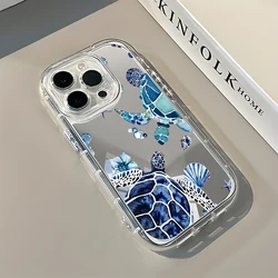Charming Blue Watercolor Sea Turtle Mirror Phone Case - Soft Cover - iPhone 15 Plus (Transparent)